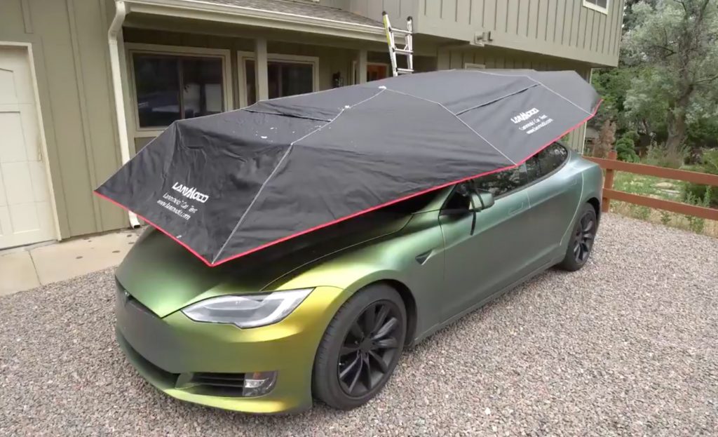 ร่มรถ ร่มรถยนต์ ร่มคลุมรถ ร่มสำหรับรถยนต์ Lanmodo x Tesla (4.8 x 2.35 m.)